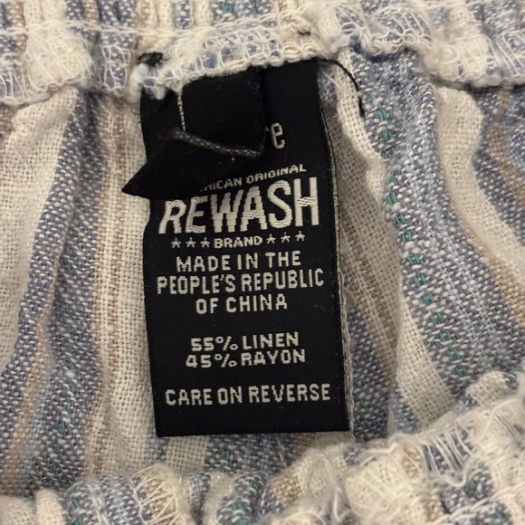 Rewash High Waist Blue and White Striped Shorts - Picture 2 of 7